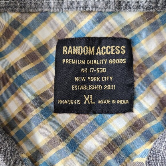 Random Access Pearl Snap Shirt Plaid Flap Pockets Cowboy Western Mens XL - Picture 11 of 14